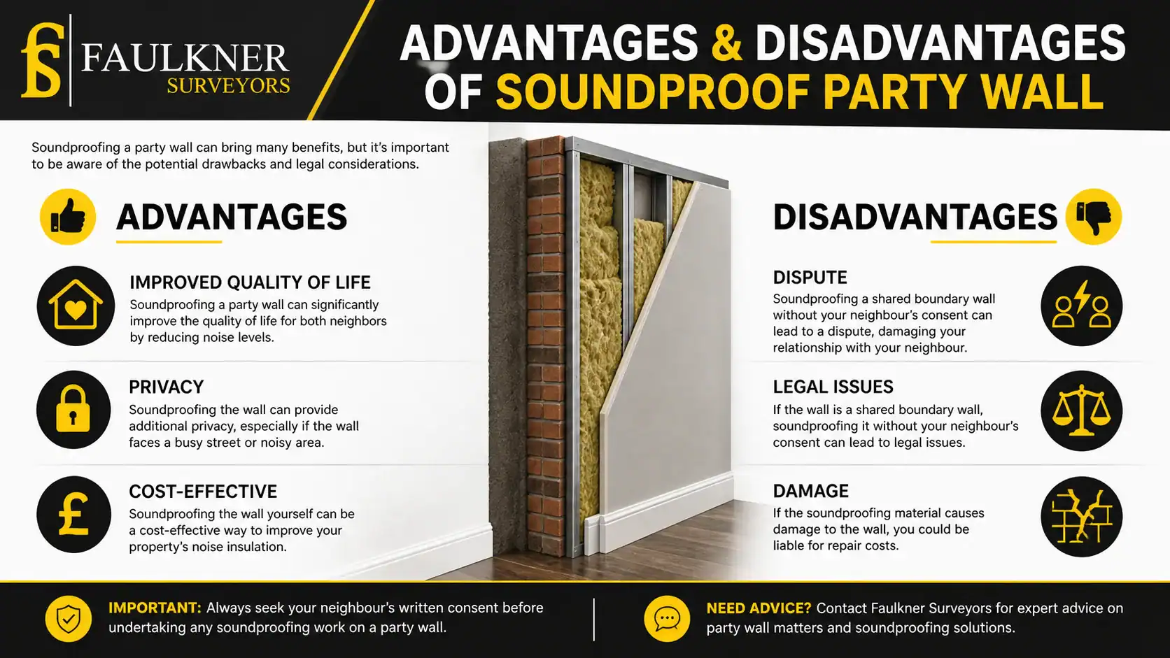 Can you soundproof a Party wall? 2 Advantages and Disadvantages of Soundproof Party Wall Sittingbourne