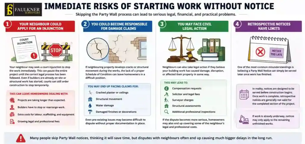 What Happens If You Start Work Without a Party Wall Notice? 1 Immediate Risks of Starting Work Without Party Wall Notice Sittingbourne